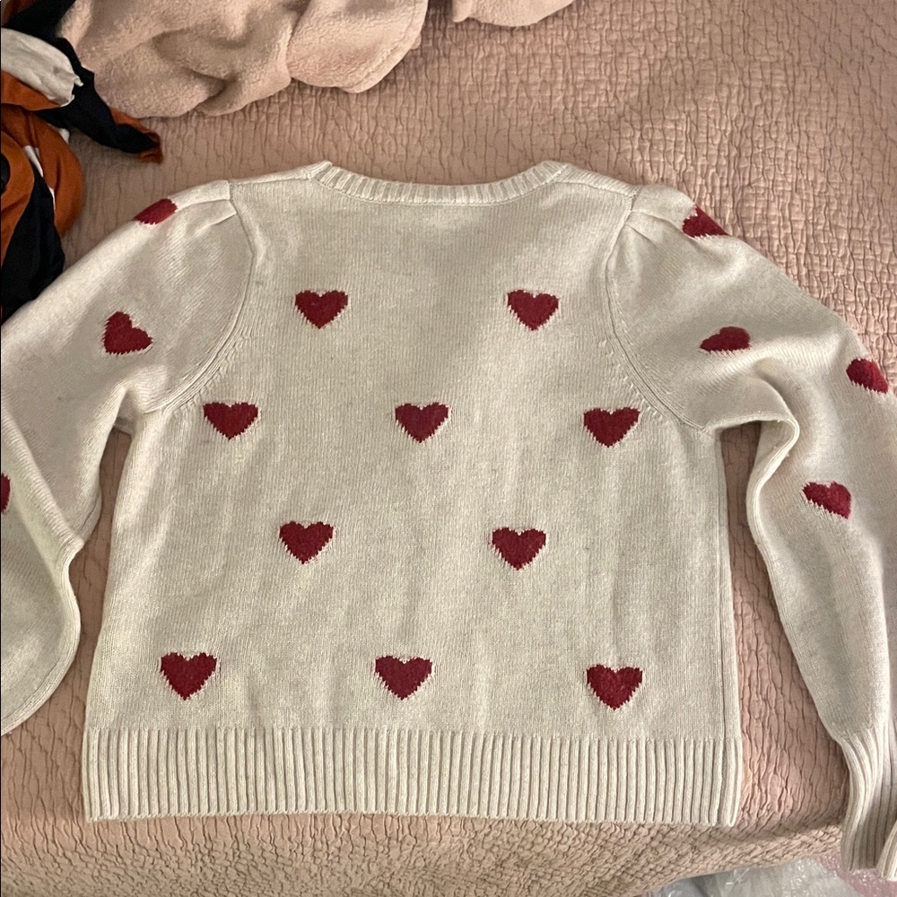 Splendid Heart Patterned Cream Sweater Wool/Cashm… - image 2